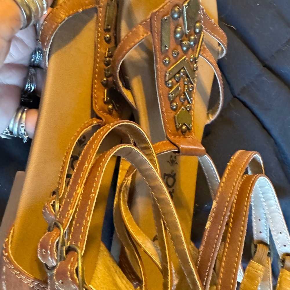 Mudd Brown Beaded Sandals